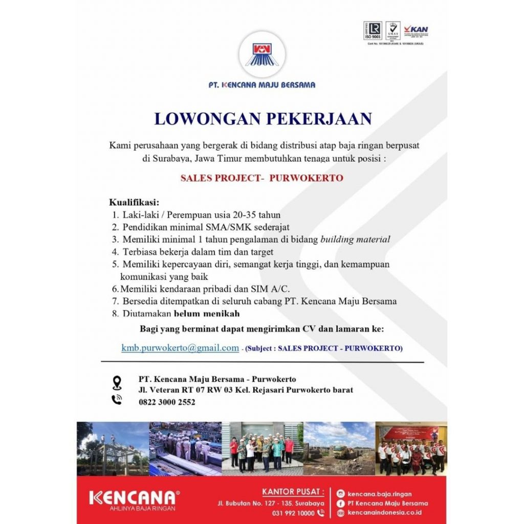lowongan PT Kencana Maju Bersama Purwokerto